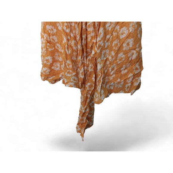 Lulus Floral Tie Back Mini Dress Yellow White V Neck Short Sleeve Size M - Picture 7 of 14